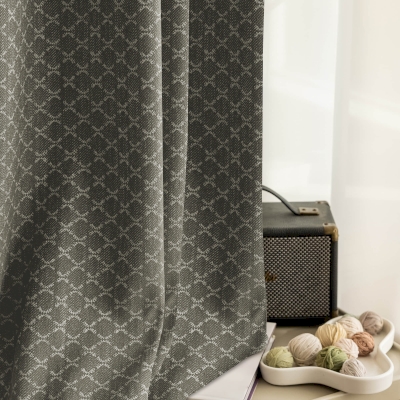 Custom-made DORLÉA curtain, textured jacquard fabric, diamond pattern woven with crosshatch weave