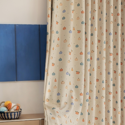 Custom-made children's curtain POMMELO, printed chenille fabric, Kingdom of Little Pumpkins pattern