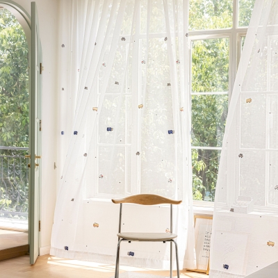 Voilage Enfant Sur Mesure VROOM, Tissu Effet Lin, Brodé Motifs Voitures