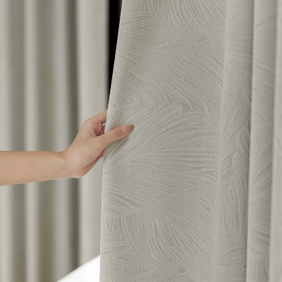 Rideau Sur Mesure NALVERA, Tissu Chenille Jacquard, Motif de Feuillages Ramifiés en Relief Doux