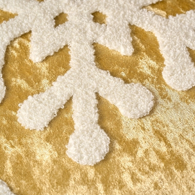 Housse de Coussin de Noël Dorée, Motifs Brodés Renne Sapins Flocons – 5 Modèles Festifs