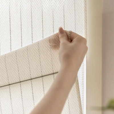 Store Bateau Sur Mesure LIGNÉA, Tissu Texturé à Motif Chevron Subtil