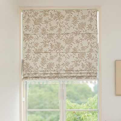 Store Bateau Sur Mesure SYLVE, Tissu Chenille, Motif Végétal en Relief