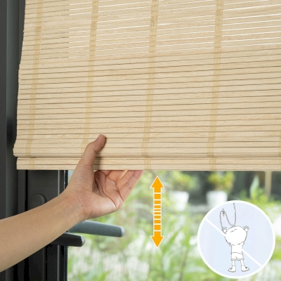 Store Bambou Sur Mesure NOMA, Bambou Naturel, Sans Cordon et Sans Perçage