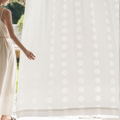 LUNA Custom-Made Sheer Curtain, Textured Fabric, Sheer Circular Pattern