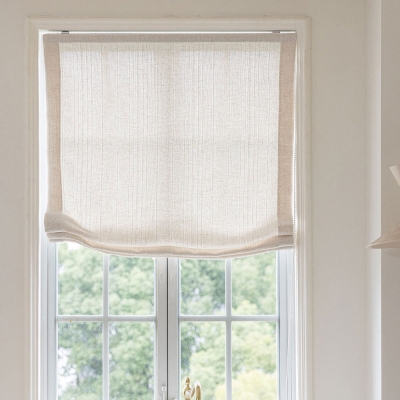 Store Bateau Sur Mesure ALBANE, Tissu Texturé, Fines Rayures en Relief