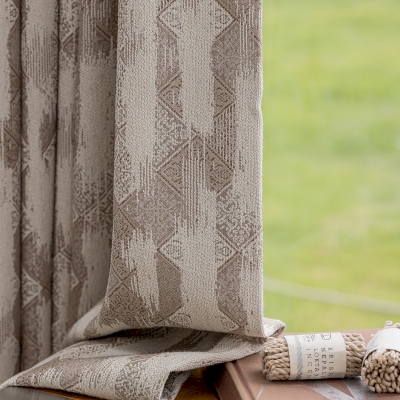 Custom-made JACORY curtain, textured jacquard fabric, woven diamond pattern with a patina effect