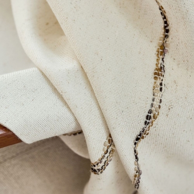 Rideau Sur Mesure ALMA, Tissu Coton-Lin, Rayures Artisanales Tissées