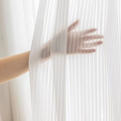 Voilage Sur Mesure ALIZÉE, Tissu Plissé, Rayures Verticales Aériennes