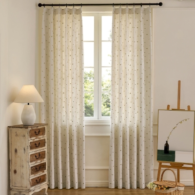 Rideau Enfant Sur Mesure SÉLÉNIA, Lin 100%, Broderies de Lunes et Étoiles