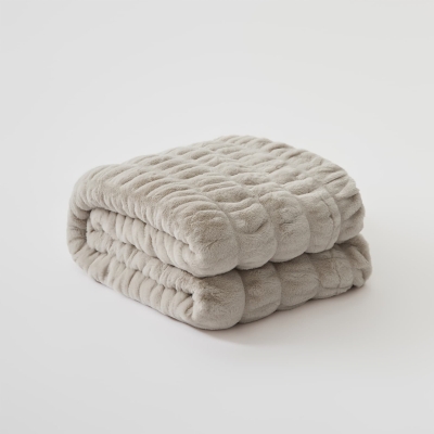 Plaid VAGUE Réversible, Fausse Fourrure Effet Lapin Ultra Douce, Texture Plissée, 150 × 180 cm