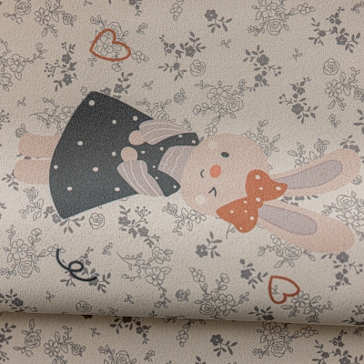 Rideau Enfant JARDINE, Chenille Imprimée, Motif Lapin Élégant et Fleuri