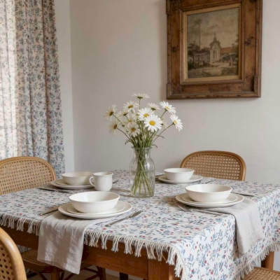 Custom-made LAVANDINE curtain, Cotton-Linen feel fabric, Countryside Botanical and Delicate Berry print