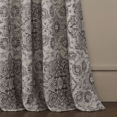 Rideau Sur Mesure MAJESTA, Tissu Aspect Lin Coton, Motif Patiné À Médaillons et Arabesques Ornementales