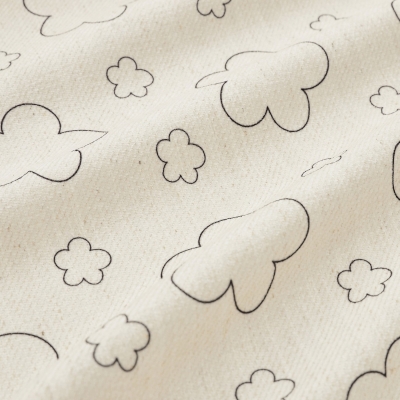 Custom-made curtain CÉLADIE, Cotton-Linen Feel Fabric, Small Graphic Clouds Print
