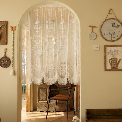 Rideau Brise-Bise en Dentelle Brodée, Voilage Rétro Français pour Arche, Finition Perlée