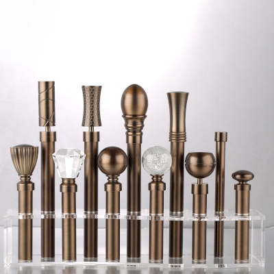 Tringle à Rideaux en Aluminium Sur Mesure, Large Choix d’Embouts Décoratifs, 7 Finitions Élégantes