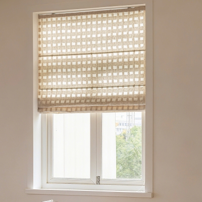 Store Bateau Sur Mesure Effet Lin Ajouré, Motif Carrés Géométriques