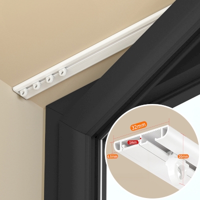 Rail à Rideaux Ultra-Fin en Aluminium Silencieux, Installation Murale ou Plafond