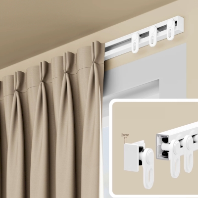 Rail à Rideaux Latéral en Aluminium Silencieux, Installation Perçage ou Sans Perçage