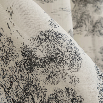 CAMPERIA Custom-Made Sheer Curtain, Printed Sheer, Countryside Toile de Jouy Pattern