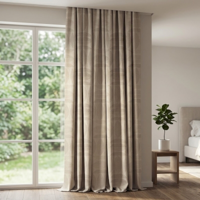 Custom Curtain LYSORIA, Jacquard Velvet Fabric with Faceted Triangle Pattern