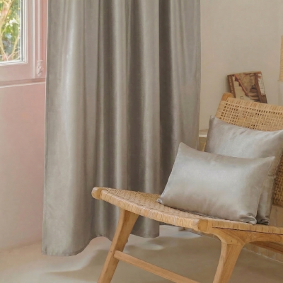 Rideau Sur Mesure ALBÉRA, Tissu Uni à Légère Brillance, Texture Fluide