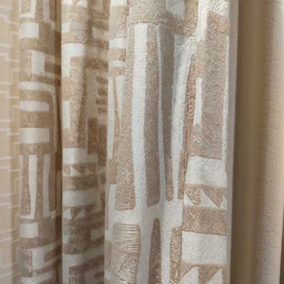 Rideau Sur Mesure ORSENA, Tissu Jacquard à Motif Géométrique Architecturé