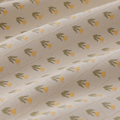 Rideau Sur Mesure LYSIA, Tissu Jacquard Texturé, Motif Tulipes et Losanges en Relief