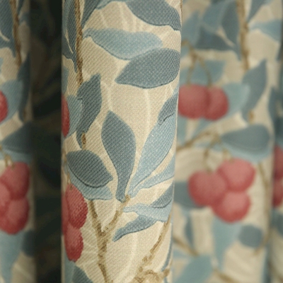 Rideau Sur Mesure VALERIA, Tissu Imprimé Aspect Lin, Motif Feuillage et Baies