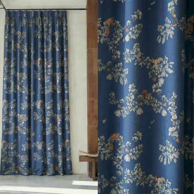 Rideau Sur Mesure SYLVARO, Tissu Imprimé Coton Mélangé, Motif Écureuils Forestiers