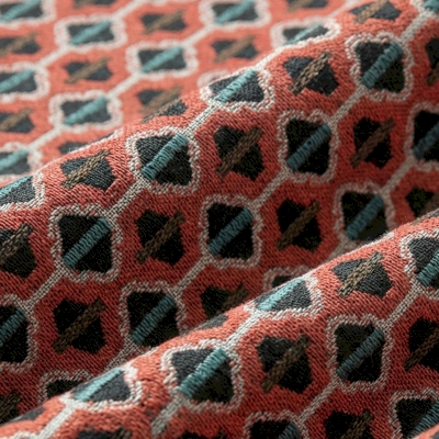 Rideau Sur Mesure ARVÉNA, Tissu Jacquard Texturé, Motif Géométrique Rétro