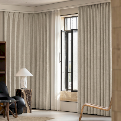 Rideau Sur Mesure ALMORA, Tissu Effet Lin Texturé, Faux-Uni Naturel