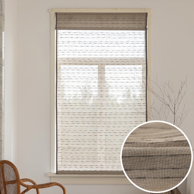 Store Bateau Sur Mesure LINIARA, Tissu Lin, Motif Rayures Horizontales Texturées