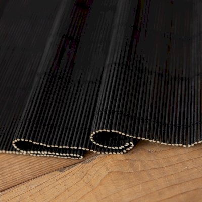 Custom Roman Shade KURONA, 100% Bamboo, Fine Weave in Ebony Black