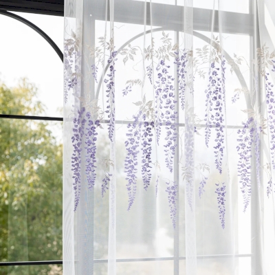 Voilage Sur Mesure GLYCINA, Motif Glycine Brodé