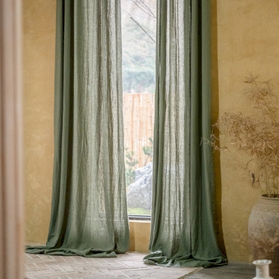 LENVIA Custom-Made Curtain, 100% Natural Linen, Light Filtering, Several Colors