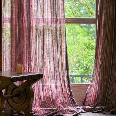 LUMERA Custom-Made Curtain, 100% Linen, Natural Multicolored Stripes