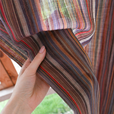 LUMERA Custom-Made Curtain, 100% Linen, Natural Multicolored Stripes