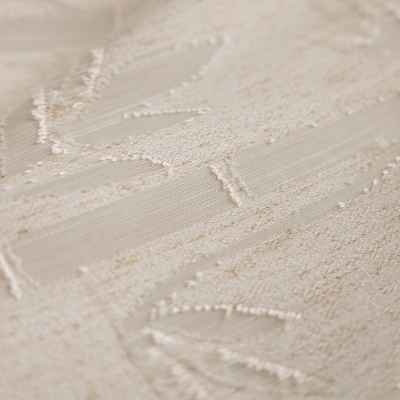 BAMBOLIA Custom-Made Sheer Curtain, Linen Effect Fabric, Bamboo Burnout Pattern