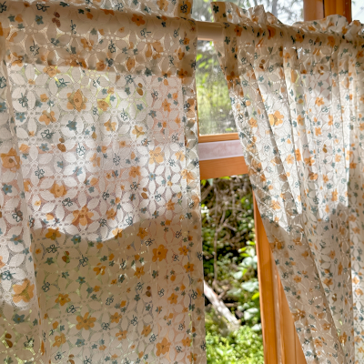 Openwork Lace Cafe Curtain, Vintage Floral Pattern, Country Style