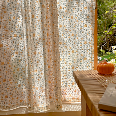 Openwork Lace Cafe Curtain, Vintage Floral Pattern, Country Style