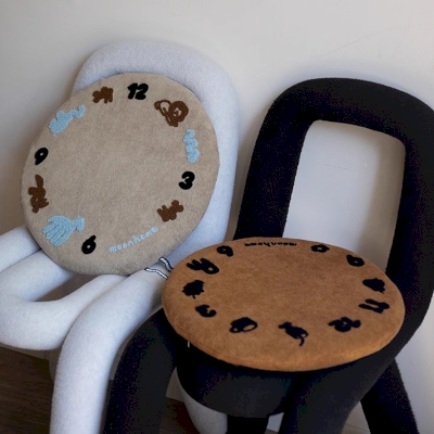 TEMPO Chair Cushion, Round Removable Cover Cushion 40 x 40 cm, Abstract Clock Pattern