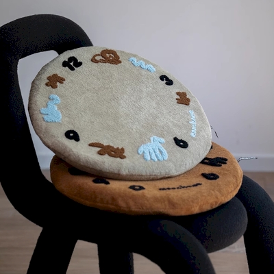 TEMPO Chair Cushion, Round Removable Cover Cushion 40 x 40 cm, Abstract Clock Pattern
