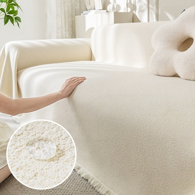 Waterproof Chenille Sofa Throw, Scratch Resistant Anti Slip Couch Cover