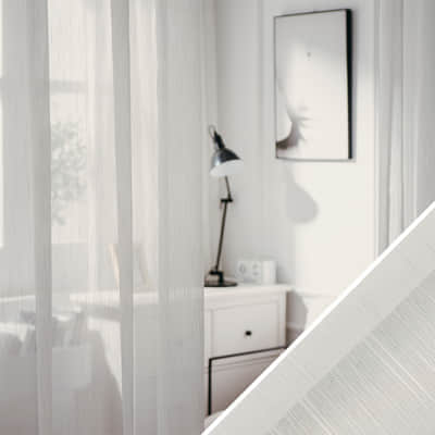 Sheer Curtains, Striped Line Fabric, Cotton and Linen, White