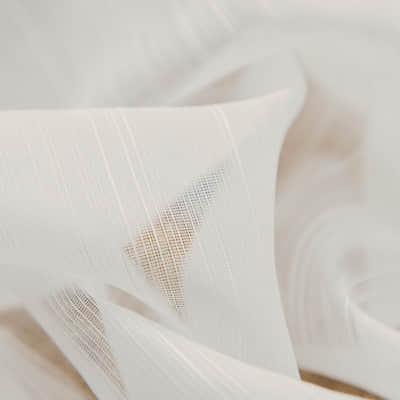 Sheer Curtains, Striped Line Fabric, Cotton and Linen, White